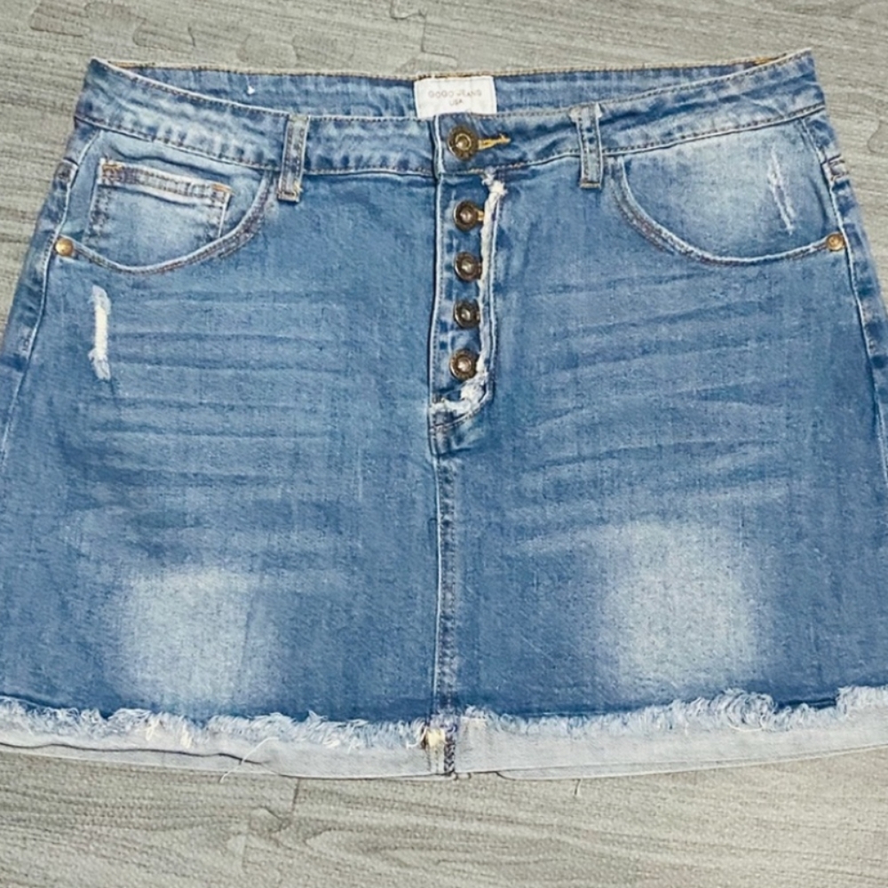 Comfy denim button up skirt